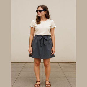 ELLEN Tracy Linen Flowy Lightweight Breathable
Skirt with Pockets Size M grey